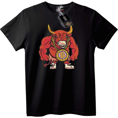 NOONEBRAND Тениска Мускулест бик Bitcoin - 7XL, White
