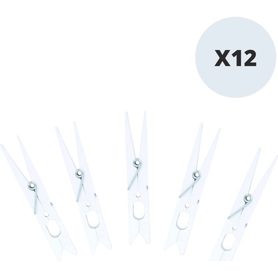 MSV velké kolíčky na prádlo 12 ks, bílé plast, 8,5 cm 100294