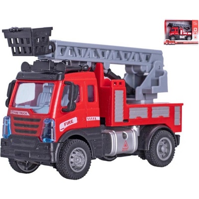 MikroTrading Auto hasičské 12cm zpětný chod s žebříkem v krabičce