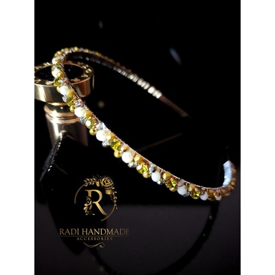 Radi handmade Елегантна диадема със светло зелени камъни и пастелни кристали (862)