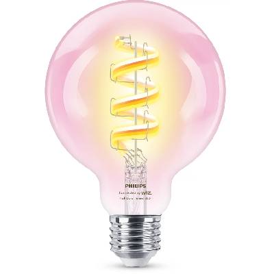 Смарт крушка Philips - Filament, 6.3W LED, E27, G95, RGB, dimmer (872016916579300)