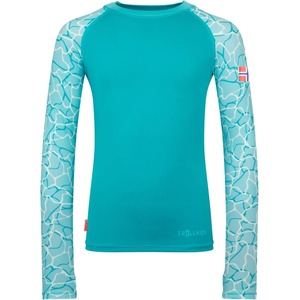 Trollkids Детска плажна тениска от ликра Trollkids Girl's Haukland Shirt Lycra - Dark Turquoise / Lagoon Blue - размер 110 (EU) (750-1976-0114)
