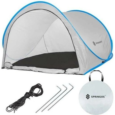 SPRINGOS Samorozkladací plážový Pop up stan 200x120 cm - sivo modrý