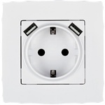 ELMARK City КОНТАКТ ШУКО С ВИНТОВА КЛЕМА+2xusb БЯЛ (190062)