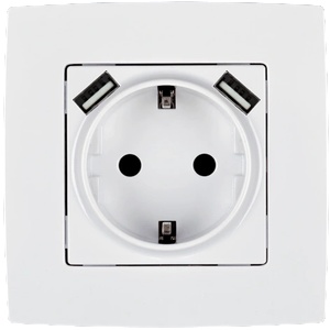 ELMARK City КОНТАКТ ШУКО С ВИНТОВА КЛЕМА+2xusb БЯЛ (190062)