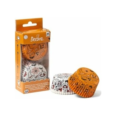 Decora košíček na muffiny Halloween tekvica a duchovia 5x3cm 36 ks