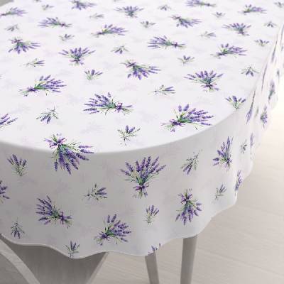 Biante Teflónový oválny obrus TF-128 Vetvičky levandúľ na bielom 50x100 cm