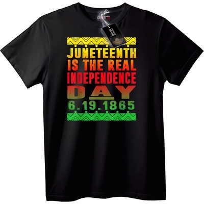 NOONEBRAND Тениска Juneteenth Истински Ден на Независимост - L, Black