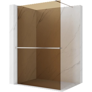 Mexen Kioto+ душеобразна стена с рафт Walk-in 110 x 200 см, кафяво 8 мм, четкан никел (800-110-121-97-32)