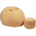 PUFRELAX Комплект Барбарон с табуретка за крака 700л. King Size, Zippity Orange, Перящ се калъф, Пълнеж с микс от мемори пяна и дунапрен, Гама Premium (PUF-M-KO-PT-ZIO) - topmall