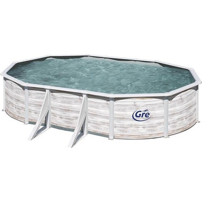 GRE Сглобяем овален басейн с външни подпори finlandia ( 6.10 х 3.75 х 1.20 м / имитация светло дърво ) | gre (kit610n)
