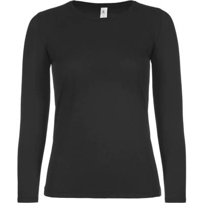 Dámske tričko B&C E150 dlhý rukáv čierne