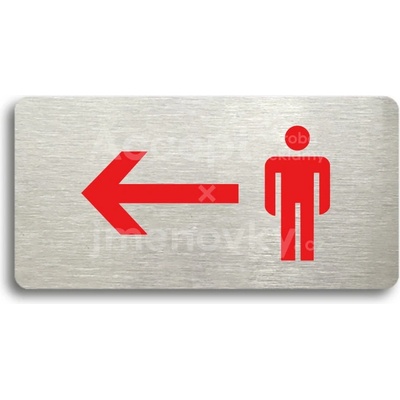 ACCEPT Piktogram WC MUŽI VLEVO - stříbrná tabulka - barevný tisk bez rámečku