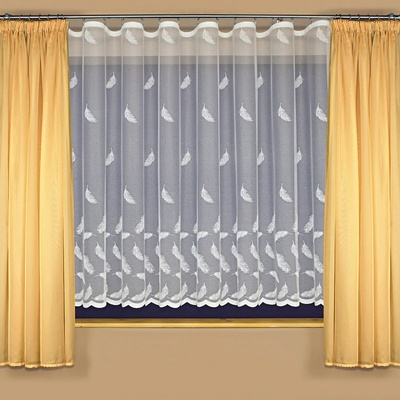 Tylex žakárová záclona A3911 peříčka, s bordurou, bílá, výška 180cm (v metráži) – Zboží Dáma