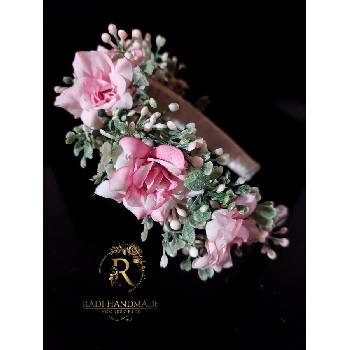 Image 1 of Radi handmade Широка диадема с розови рози (603)