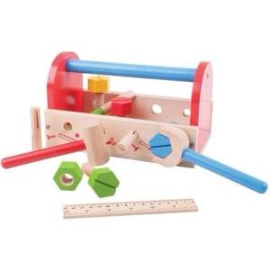 Bigjigs Toys Дървен комплект Bigjigs - Кутия с инструменти (BJ688) - baby