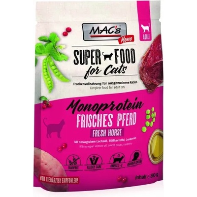MAC's Mac’s Cat Adult Monoprotein GRAIN FREE, висококачествена храна за капризни и чувствителни котки, БЕЗ ЗЪРНО, с конско месо, 0, 300 кг - Германия - 80564
