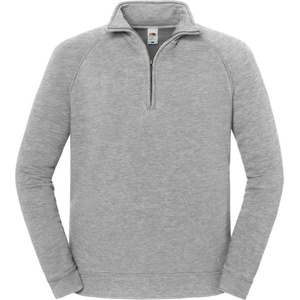 Fruit of the Loom ICONIC PREMIUM СУИТШЪР С ЦИП НА ЯКЛОТО / Плътен памучен суитшърт с 1/4 цип - светлосив меланж XXXL (162288a9913)