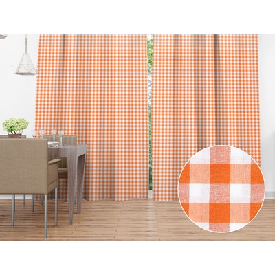 Biante Dekoračný záves Rebeka RE-005 Oranžovo-biela kocka stredná 130x150 cm