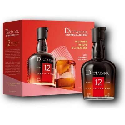 Dictador 12 Reserva Icónica 40% 0,7 l (dárkové balení 2 sklenice)