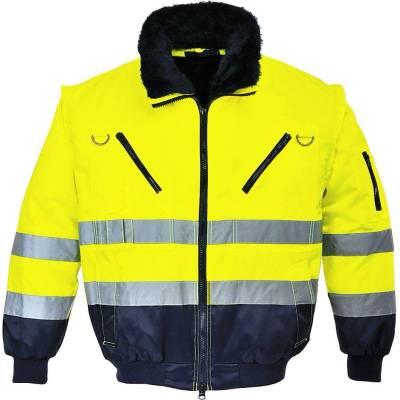PortWest PJ50 PILOT HI-VIS reflexní bunda žlutá/tmavě modrá 3v1 zimní