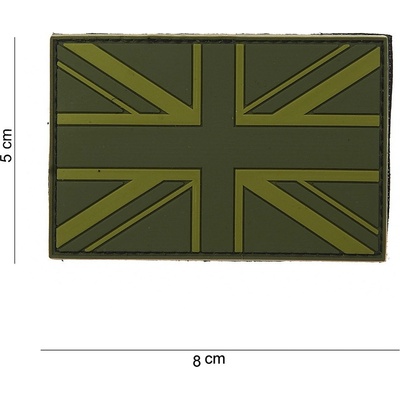 Gumová nášivka 101 Inc vlajka Veľká Británia - olivová