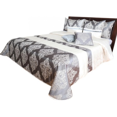 Prehozynapostel přehoz na postel prešívaný šedej farby s barokovým vzorom MARNM44-U 260 x 240 cm