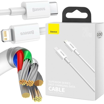 Baseus CATLYS-A02 Superior Series USB-C na Lightning, 20 W, PD, 1m, bílý
