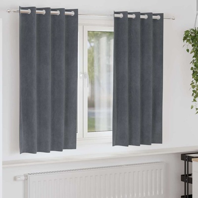 vidaXL Затъмняващи завеси 2 pcs Светлосиво 140 x 175 cm Кадифе (4107284)