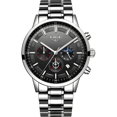 LIGE Часовник lige st-4057 - Сребрист / Черен kp4057 (st-4057)