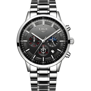 LIGE Часовник lige st-4057 - Сребрист / Черен kp4057 (st-4057)