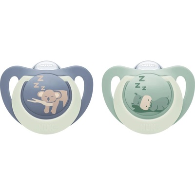 Nuk First Choice Night 6-18 m биберон Hippo/Koala 2 бр