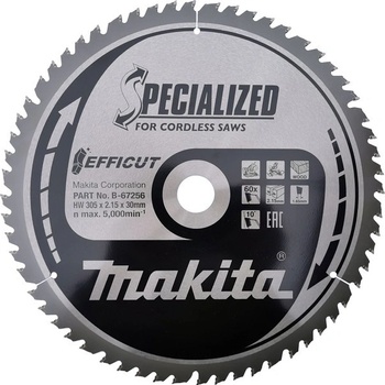 MAKITA B-67256 EFFICUT Kotúč pílový D 305 x 30 mm na drevo (HM 60 zubov) 2.15 mm rez