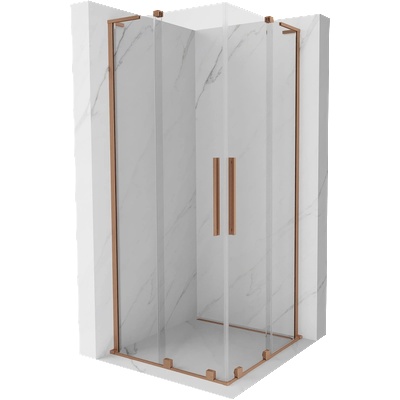 Mexen Velar L Duo плъзгаща се душ кабина 80 x 80 см, прозрачна, четкана мед - 871-080-080-02-03-65 (871-080-080-02-03-65)