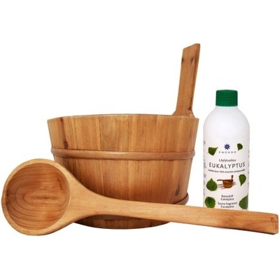 Sada saunové vědro a naběračka + Eukalyptus 500 ml – Zboží Dáma