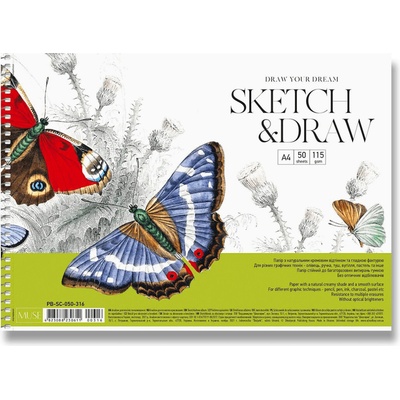 Shkolyaryk Špirálový náčrtník Muse Sketch&Draw A4 50 listov
