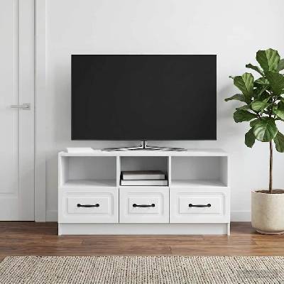 vidaXL ТВ шкаф с чекмедже Бяло 102 x 34, 5 x 47 см Инженерна дървесина (895825)