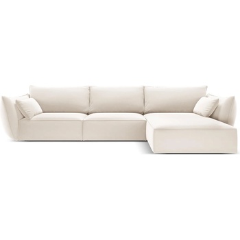 Mazzini Sofa Бежов кадифен ъглов диван (десен ъгъл) Vanda - Mazzini Sofas (MAZ_RC_51_F1_VANDA1)