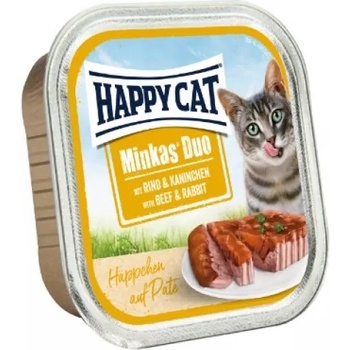 Happy Cat Minkas Duo Beef & Rabbit - хапки в желе върху пастет за котки, с говеждо и заек, 100 гр, Германия - 70174