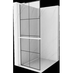 Mexen Kioto+ L душ стена с рафт Walk-in 90 x 200 cm, черна решетка, бяла - 800-090-123-20-77 (800-090-123-20-77)