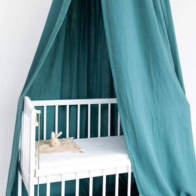 Tulimese Baldachýn mušelínový tmavě zelený SAMOSTATNÝ S ROVNÝM OKRAJEM – Zboží Dáma