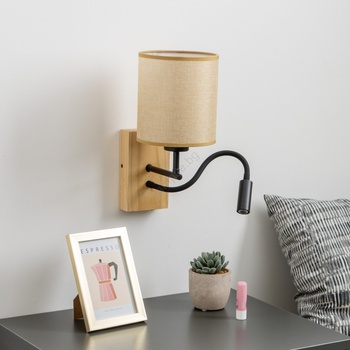 Brilagi - LED Аплик NUBILA WOOD 1xE27/25W/230V +LED/3W дъб/светлокафяво (BG1564Q)