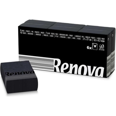 Renova papírové kapesníčky černé 4-vrstvové 6 x 7 ks
