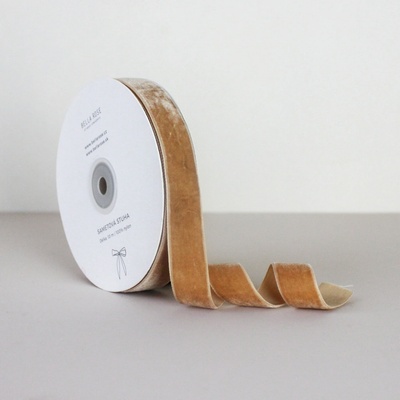 Bella Rose Sametová stuha 2 cm – Camel (10 m), hnědá barva, textil – Zboží Dáma