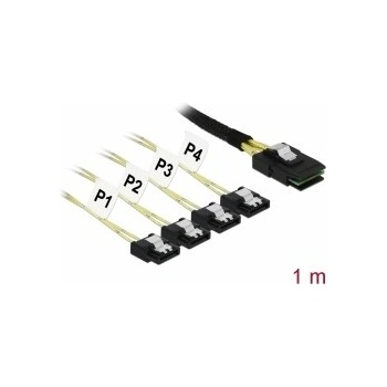Delock Kabel Mini SAS SFF-8087 > 4 x SATA 7 pin 1 m kovový 85731