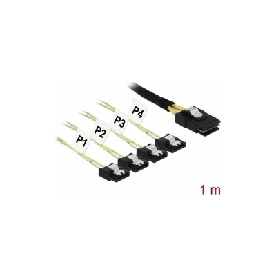 Delock Kabel Mini SAS SFF-8087 > 4 x SATA 7 pin 1 m kovový 85731