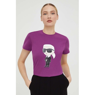 Karl Lagerfeld Памучна тениска Karl Lagerfeld в лилаво (230W1700)