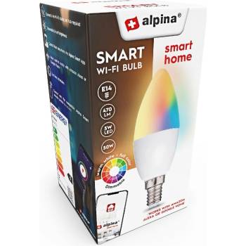 ALPINA Chytrá žiarovka LED RGB WIFI biela + farebná E14 ED-225432