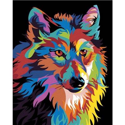 zuty Malování podle čísel Barevný vlk 40 x 50 cm bez rámu a bez vypnutí plátna