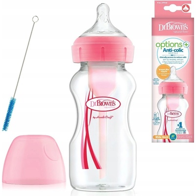 Dr.Browns láhev antikolik Options široké hrdlo plast růžová WB91601 270ml – Zbozi.Blesk.cz